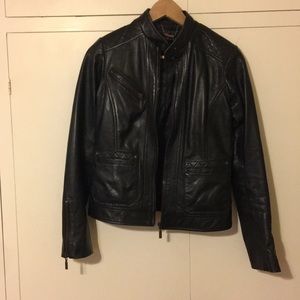 Genuine leather motorcycle jacket